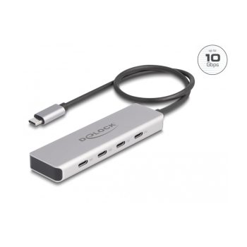   Delock USB 10 Gbps USB Type-C  hub 4 x USB Type-C  anya csatlakozóval és 35 cm hosszú csatlakozó kábellel