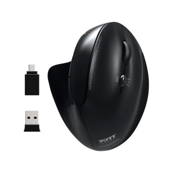   Port Connect ergonómikus, újratölthető Bluetooth egér fekete (900706-BT)