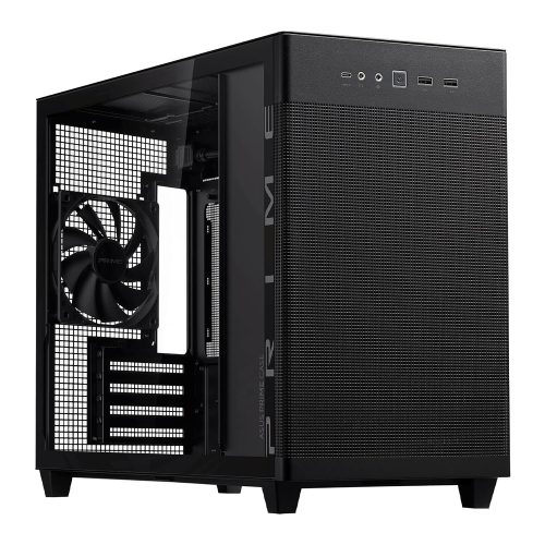 ASUS Prime AP201 Tempered Glass táp nélküli ablakos MicroATX ház fekete (90DC00G0-B39010)