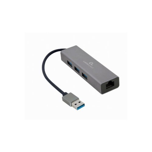 Gembird USB Gigabit hálózati adapter 3 portos USB 3.0 Hub-bal szürke (A-AMU3-LAN-01)