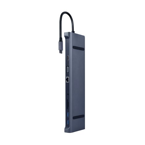 Gembird Multi Port Adapter USB Type C 10in1 USB hub szürke (A-CM-COMBO10-01)
