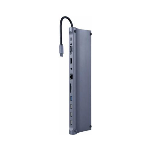 Gembird Multi Port Adapter USB Type C 11in1 USB hub szürke (A-CM-COMBO11-01)