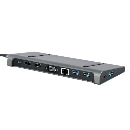 Gembird Multi Port Adapter USB Type C 9in1 USB hub szürke (A-CM-COMBO9-02)