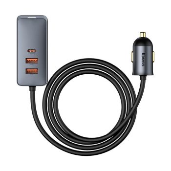   BASEUS SHARE TOGETHER AUTÓS TÖLTŐ - 2XUSB + 2XTYP C - QC PD 3.0 120W (CCBT-A0G) SZÜRKE