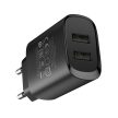 BOROFONE BN2 SUPER FALI TÖLTŐ - 2XUSB - 2.1A USB-LIGHTNING KÁBELLEL, Fekete