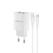 BOROFONE BN2 SUPER FALI TÖLTŐ - 2XUSB - 2.1A USB-C TÍPUSÚ KÁBELLEL, FEHÉR
