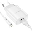 BOROFONE BN1 INNOVATÍV FALI TÖLTŐ - USB - 2.1A USB-LIGHTNING KÁBELLEL, FEHÉR