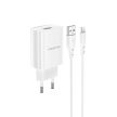 BOROFONE BN1 INNOVATÍV FALI TÖLTŐ - USB - 2.1A USB-LIGHTNING KÁBELLEL, FEHÉR