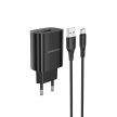 BOROFONE BN1 INNOVATÍV FALI TÖLTŐ - USB - 2.1A USB-C TÍPUSÚ KÁBELLEL, Fekete