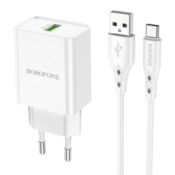   BOROFONE BN5 SUNLIGHT FALI TÖLTŐ - USB - QC 3.0 18W USB-C TÍPUSÚ KÁBELLEL FEHÉR