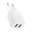 BASEUS COMPACT FALI TÖLTŐ - 2XUSB - 10,5 W (CCXJ010202) FEHÉR