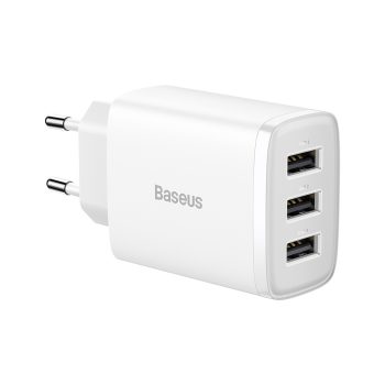   BASEUS KOMPAKT FALI TÖLTŐ - 3XUSB - 17W (CCXJ020102) FEHÉR