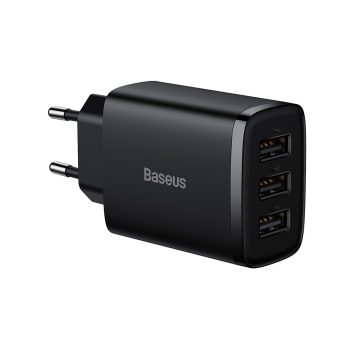   BASEUS COMPACT FALI TÖLTŐ - 3XUSB - 17W (CCXJ020101) Fekete