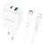BOROFONE BN7 FALI TÖLTŐ - USB + TYPE C - QC 3.0 PD 20W, TYPE C - LIGHTNING KÁBEL FEHÉR