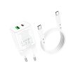BOROFONE BN7 FALI TÖLTŐ - USB + TYPE C - QC 3.0 PD 20W C-TÍPUSÚ C TÍPUSÚ KÁBELLEL FEHÉR