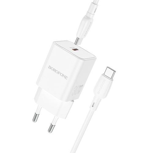 BOROFONE BN13 SAFETY GAN FALI TÖLTŐ - C TÍPUS - PD 30W C-TÍPUSÚ C TÍPUSÚ KÁBELLEL FEHÉR
