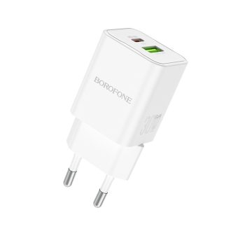   BOROFONE BN14 ROYAL GAN FALI TÖLTŐ - USB + TYPE C - QC 3.0 PD 30W FEHÉR
