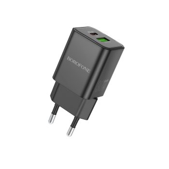   BOROFONE BN14 ROYAL GAN FALI TÖLTŐ - USB + TYPE C - QC 3.0 PD 30W Fekete