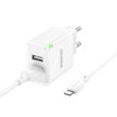 BOROFONE BN15 HÁLÓZATI TÖLTŐ - 2XUSB - 2.1A USB-LIGHTNING KÁBELLEL FEHÉR