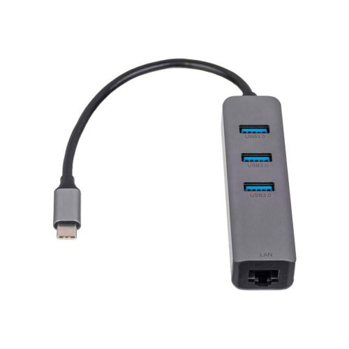 Akyga AK-AD-66 USB type C - USB 3.0 3-port + Ethernet hub