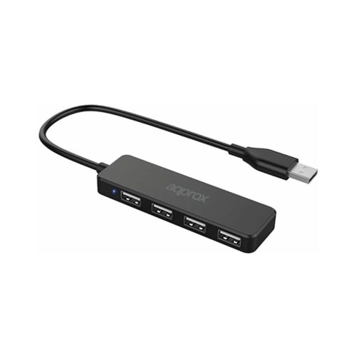 Approx 4 portos USB 2.0 Hub fekete (APPC46)