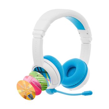   BuddyPhones School+ sztereó Bluetooth headset kék-fehér (BT-BP-SCHOOLP-BLUE)