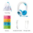 BuddyPhones School+ sztereó Bluetooth headset kék-fehér (BT-BP-SCHOOLP-BLUE)