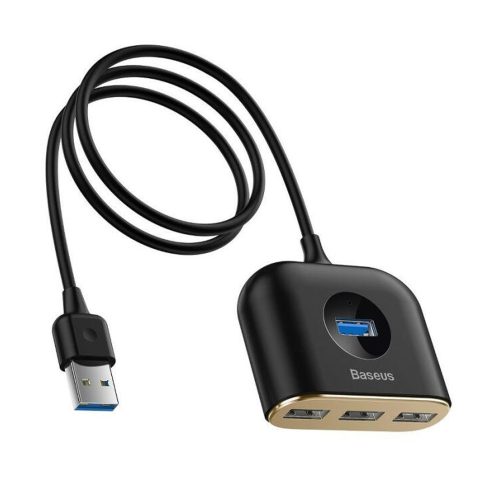 Baseus Square Round 4 az 1-ben USB 3.0 HUB - 1x USB 3.0 + 3x USB 2.0, 1m, fekete (CAHUB-AY01)
