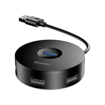   Baseus 4 az 1-ben USB - USB 3.0 hub + 3x USB 2.0 15cm fekete (CAHUB-F01)