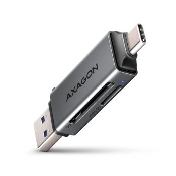   Axagon USB-C + USB-A külső kártyaolvasó szürke (CRE-DAC)
