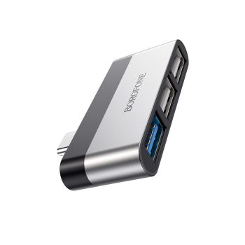 Borofone 3 portos USB-C Hub ezüst (DH1)