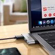 Borofone 3 portos USB-C Hub ezüst (DH1)