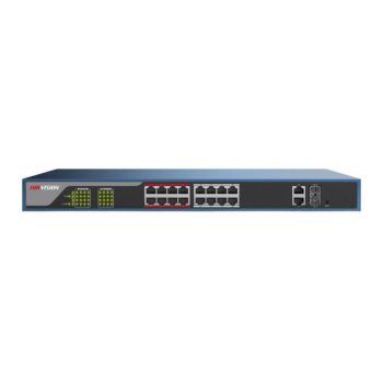   Hikvision 10/100 16x PoE + 2x gigabit combo menedzselhető switch (DS-3E1318P-EI)