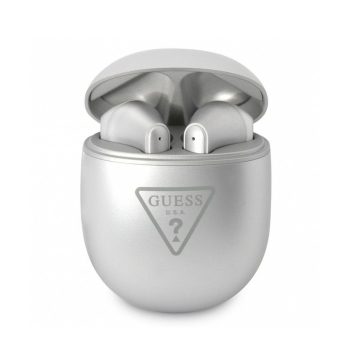   GUESS bluetooth fülhallgató SZTEREO (v5.0, TWS, mikrofon, vízálló + töltőtok) EZÜST