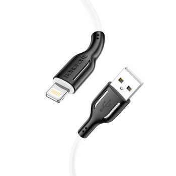   BOROFONE BX63 CHARMING KÁBEL - USB-LIGHTNING - 2,4A 1 MÉTER Fekete-FEHÉR