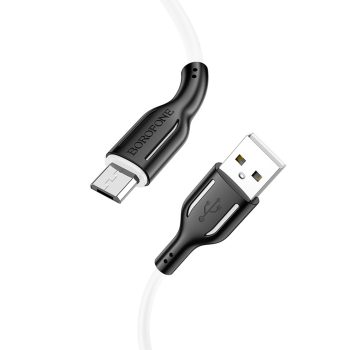   BOROFONE BX63 CHARMING KÁBEL - USB-MICRO USB - 2,4A 1 MÉTER Fekete-FEHÉR