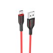 BOROFONE BX63 CHARMING KÁBEL - USB-MICRO USB - 2.4A 1 MÉTER Fekete-PIROS