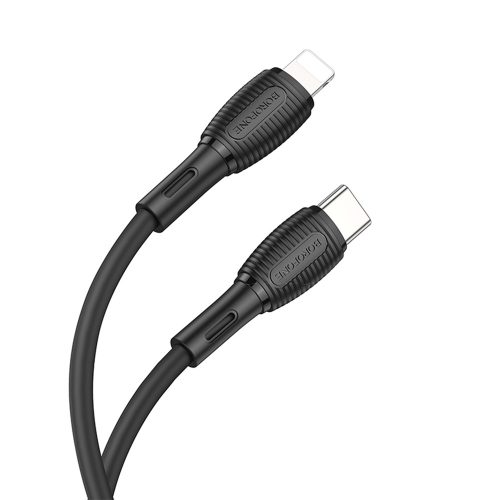 BOROFONE BX86 ADVANTAGE KÁBEL - C TÍPUS - LIGHTNING - PD 20W 1 MÉTER Fekete