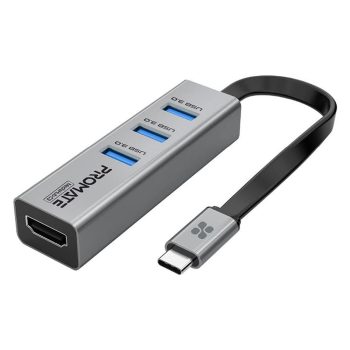 Promate USB-C 4in1 HUB szürke (MEDIAHUB-C3)