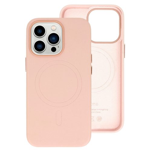 MagSafe bőr tok Iphone 15 világos rózsaszín