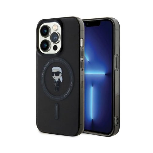 Eredeti KARL LAGERFELD keménytok IML Ikonik Magsafe KLHMP15XHFCKNOK tok Iphone 15 Pro Max Fekete