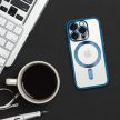 Metál Magsafe tok iPhone 12 kék, átlátszó