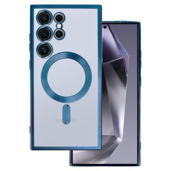   Metál Magsafe tok Samsung Galaxy S22 Ultra kék, átlátszó