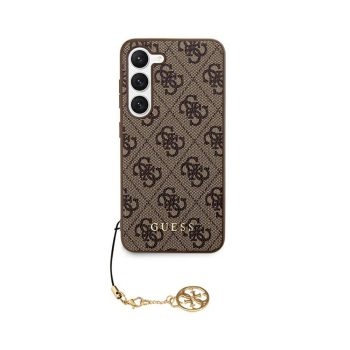   Eredeti GUESS keménytok 4G Charms Collection tok GUHCS24SGF4GBR Samsung Galaxy S24 barna