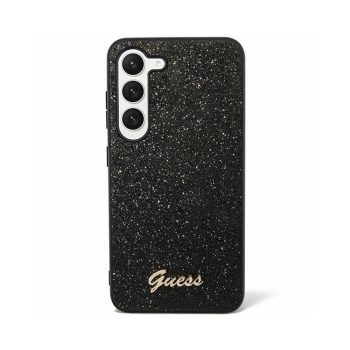   Eredeti GUESS keménytok Glitter Script GUHCS24SHGGSHK tok Samsung Galaxy S24 Fekete
