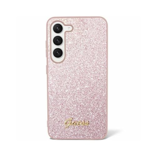 Eredeti GUESS keménytok Glitter Script GUHCS24SHGGSHP tok Samsung Galaxy S24 Rózsaszín