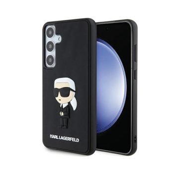   Eredeti KARL LAGERFELD keménytok 3D gumi Ikonik tok KLHCS24S3DRKINK Samsung Galaxy S24 Fekete