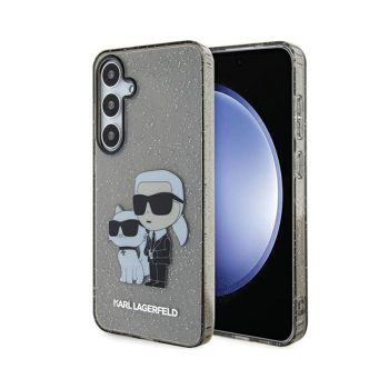   Eredeti KARL LAGERFELD keménytok Glitter Karl&Choupette KLHCS24SHNKCTGK tok Samsung Galaxy S24 Fekete