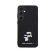 Eredeti KARL LAGERFELD tok kemény tok Saffiano Karl & Choupette Metal Pin KLHCS24SPSAKCMPK Samsung Galaxy S24 Fekete