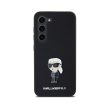 Eredeti KARL LAGERFELD tok kemény tok Szilikon Ikonik Metal Pin KLHCS24MSMHKNPK Samsung Galaxy S24 Plus Fekete